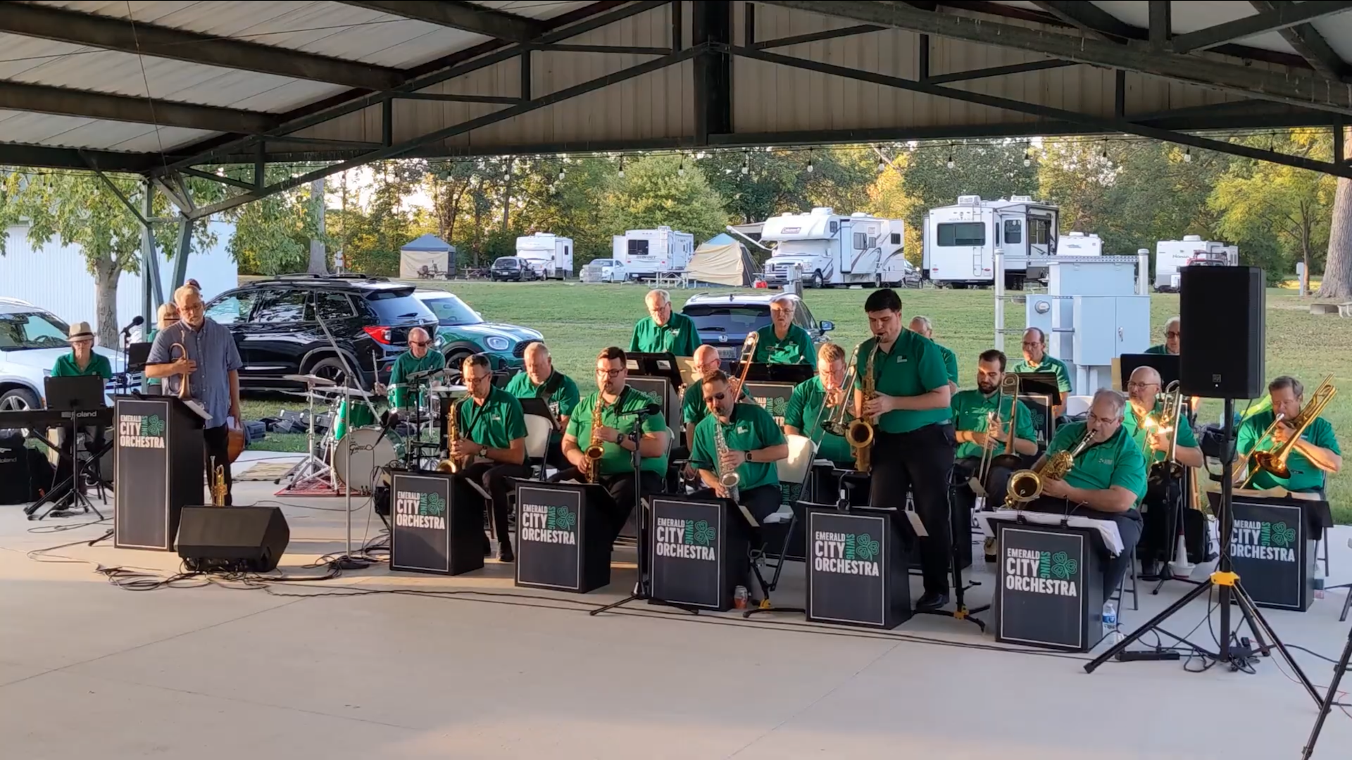 Jazz band playing in park